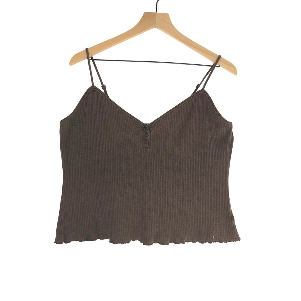 VTG Brown Ribbed Tommy Hilfiger Tank Top Women's XL y2k
